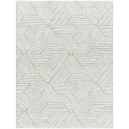Livabliss Cloudy Shaggy-Geometric Beige Grey Soft Plush Pile Living Bedroom Rug 140 X 200 Cm Easy Care, Non Shedding - thumbnail 1
