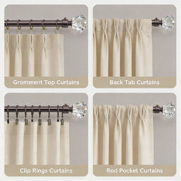 Oxford Homeware Satin Black Nickel Effect Extendable Curtain Pole With Metal Crystal Finials, (L)1600mm-3000mm (Dia) 28mm - thumbnail 6