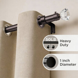 Oxford Homeware Satin Black Nickel Effect Extendable Curtain Pole With Metal Crystal Finials, (L)1600mm-3000mm (Dia) 28mm - thumbnail 7