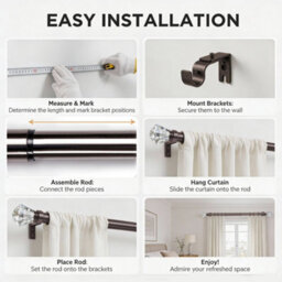 Oxford Homeware Satin Black Nickel Effect Extendable Curtain Pole With Metal Crystal Finials, (L)1600mm-3000mm (Dia) 28mm - thumbnail 3