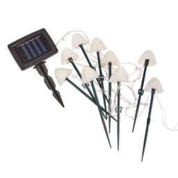 Smart Solar White Mushroom Solar-Powered 1Lm Integrated Led Outdoor Stake Light, Pack Of 10 - thumbnail 2