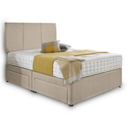 Dining Tables Chelsea Headboard Divan Set, 2 Drawer On Same Side With Sprung 1500 Comfort Mattress - Plush Almond - King - thumbnail 4