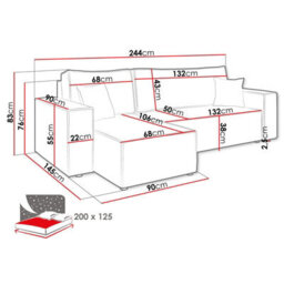 Karl Sofa Bed With Sleeping Function And Bedding Storage Chipboard Frame Wave Springs 244X145X83 Cm Universal Side Green - thumbnail 7