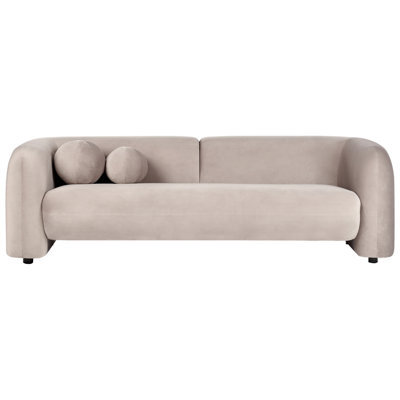 Beliani Sofa 3 Seater Leiren Velvet Taupe - image 1