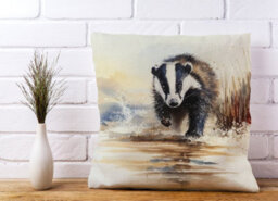 Warren Reed Designer Wading Badger Watercolour Cushions 45Cm X 45Cm - thumbnail 2