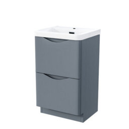 Nes Home 500mm 2 Drawer Vanity Basin Unit, Wc Unit & Elso Back To Wall Toilet Grey - thumbnail 6
