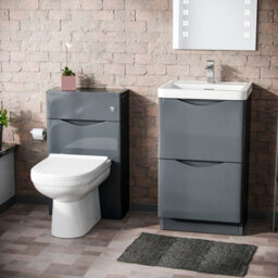 Nes Home 500mm 2 Drawer Vanity Basin Unit, Wc Unit & Elso Back To Wall Toilet Grey - thumbnail 2