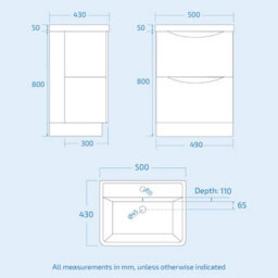Nes Home 500mm 2 Drawer Vanity Basin Unit, Wc Unit & Elso Back To Wall Toilet Grey - thumbnail 9