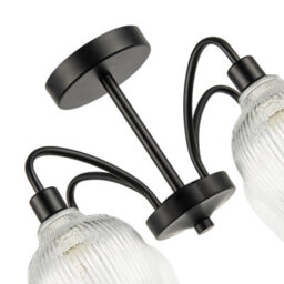 Happy Homewares Classy Matte Black Ceiling Light With Clear Ribbed Glass Shades - thumbnail 8