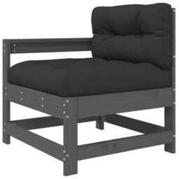 Berkfield 3 Piece Garden Lounge Set With Cushions Grey Solid Wood - thumbnail 4