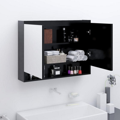 Berkfield Bathroom Mirror Cabinet 80X15X60 Cm Mdf Anthracite - image 1