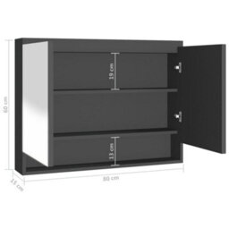 Berkfield Bathroom Mirror Cabinet 80X15X60 Cm Mdf Anthracite - thumbnail 8