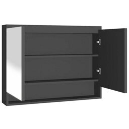 Berkfield Bathroom Mirror Cabinet 80X15X60 Cm Mdf Anthracite - thumbnail 2