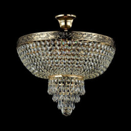 Luminosa Lighting Luminosa Palace Semi Flush Ceiling Gold Antique & Crystal, 5 Light, E27 - thumbnail 3