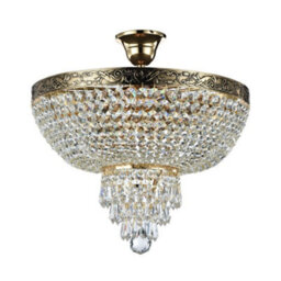 Luminosa Lighting Luminosa Palace Semi Flush Ceiling Gold Antique & Crystal, 5 Light, E27 - thumbnail 5