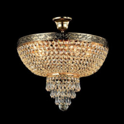 Luminosa Lighting Luminosa Palace Semi Flush Ceiling Gold Antique & Crystal, 5 Light, E27 - thumbnail 2