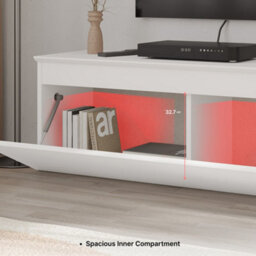 Decortie Modern Tv Stand Unit 120Cm With Soft-Close Drop-Down Door Non-Handle Design & Storage Space, Living Room, Ash Green - thumbnail 8