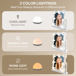 Inmtfei Hollywood Vanity Makeup Mirror 27X32Cm With 3 Light Modes Touch Control And Roman Column Design - thumbnail 3