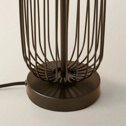 Black Metal Touch Table Lamp Drum Lampshade Geometric Base Living Room Light - thumbnail 4