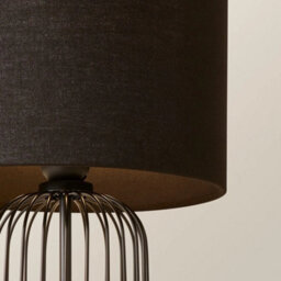 Black Metal Touch Table Lamp Drum Lampshade Geometric Base Living Room Light - thumbnail 3