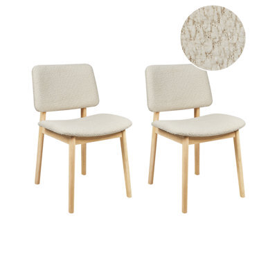 Beliani Set Of 2 Dining Chairs Blane Boucle Light Brown/ White - image 1