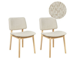 Beliani Set Of 2 Dining Chairs Blane Boucle Light Brown/ White - thumbnail 1