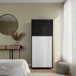 Urbn-Living Urbnliving 180Cm Height Black Carcass With 4 Sliding White Doors Wardrobe Bedroom Storage Closet Hanging Rail Cupboard Unit - thumbnail 6
