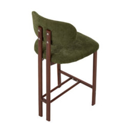 Living And Home Set Of 2 Green Chenille Upholstered Bar Stools With Metal Legs & Footrest - thumbnail 4