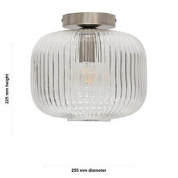 First Choice Lighting Set Of 2 Batley Large - Clear Ribbed Glass Satin Nickel Ceiling Lights - thumbnail 6