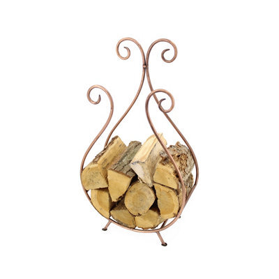Slemcka Traditional Antique Copper Effect Steel Log Basket (H)660mm (D)180mm - image 1