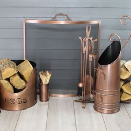 Slemcka Traditional Antique Copper Effect Steel Log Basket (H)660mm (D)180mm - thumbnail 2