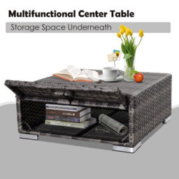 Outsunny Rattan Garden Sofa Set Storage Table Wicker Patio Lounger 4-Seater Grey - thumbnail 6