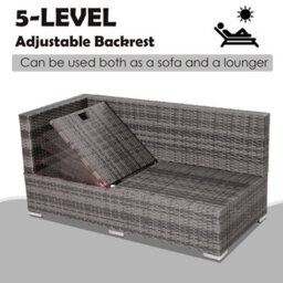 Outsunny Rattan Garden Sofa Set Storage Table Wicker Patio Lounger 4-Seater Grey - thumbnail 7