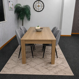 Kosy Koala Light Oak Effect Dining Table Set With 4 Grey Velvet Chairs, 140X80X75 Cm - thumbnail 5
