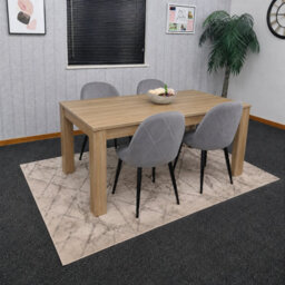 Kosy Koala Light Oak Effect Dining Table Set With 4 Grey Velvet Chairs, 140X80X75 Cm - thumbnail 2