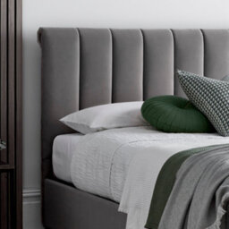 Ascot Grey Upholstered Sleigh Ottoman - King Size Bed Frame Only - thumbnail 5