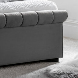 Ascot Grey Upholstered Sleigh Ottoman - King Size Bed Frame Only - thumbnail 6