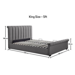 Ascot Grey Upholstered Sleigh Ottoman - King Size Bed Frame Only - thumbnail 8