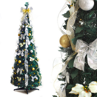 Best Artificial White/gold Pop-Up 6Ft Pre-Decorated Pre-Lit Christmas Trees - image 1