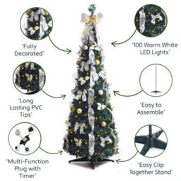 Best Artificial White/gold Pop-Up 6Ft Pre-Decorated Pre-Lit Christmas Trees - thumbnail 5