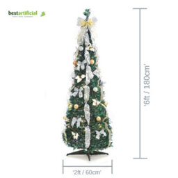 Best Artificial White/gold Pop-Up 6Ft Pre-Decorated Pre-Lit Christmas Trees - thumbnail 3
