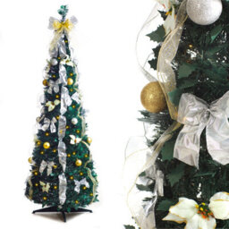 Best Artificial White/gold Pop-Up 6Ft Pre-Decorated Pre-Lit Christmas Trees - thumbnail 1