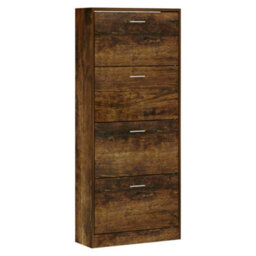 Berkfield Shoe Cabinet Smoked Oak 63X24X147 Cm Engineered Wood - thumbnail 3