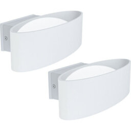 2 Pack Modern Ip44 Outdoor Wall Lights - Durable White Aluminium & Steel Led Porch Lamps