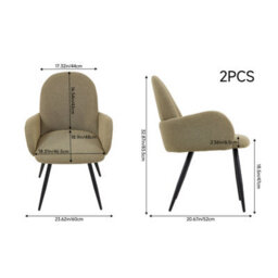 Living And Home Set Of 2 Light Green Modern Linen Upholstered Dining Chairs - thumbnail 6