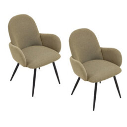 Living And Home Set Of 2 Light Green Modern Linen Upholstered Dining Chairs - thumbnail 2