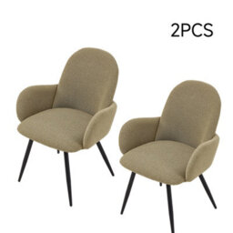 Living And Home Set Of 2 Light Green Modern Linen Upholstered Dining Chairs - thumbnail 1