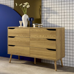 Sweeek - 6-Drawer Chest  With Wood Effect Nepal Ash-Effect 120X40X80 Cm - thumbnail 6