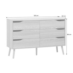 Sweeek - 6-Drawer Chest  With Wood Effect Nepal Ash-Effect 120X40X80 Cm - thumbnail 7