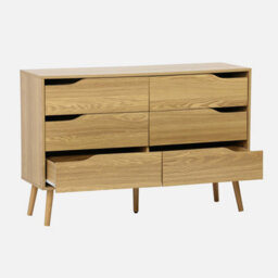 Sweeek - 6-Drawer Chest  With Wood Effect Nepal Ash-Effect 120X40X80 Cm - thumbnail 2